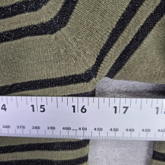 Womens Cremieux Green & Black Striped Sweater Crewneck Long Sleeve Size XS - Picture 5 of 7